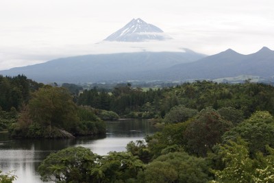 Lake Mangamahoe and Mount Taranaki