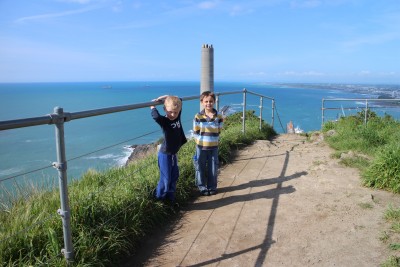 At the top with the view towards New Plymouth and the coast North.