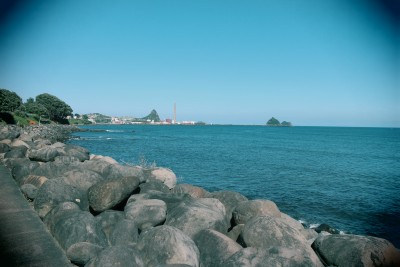 And looking back towards the Port, the Chimney, Paritutu Rock and the Sugar Loaf Islands