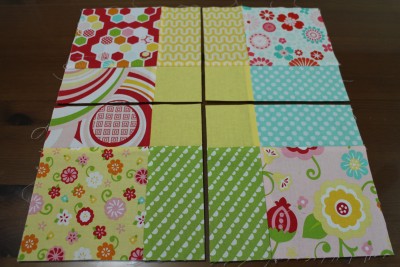 This is the exciting stage. The nine squares are now cut directly in the middle in both directions as shown.